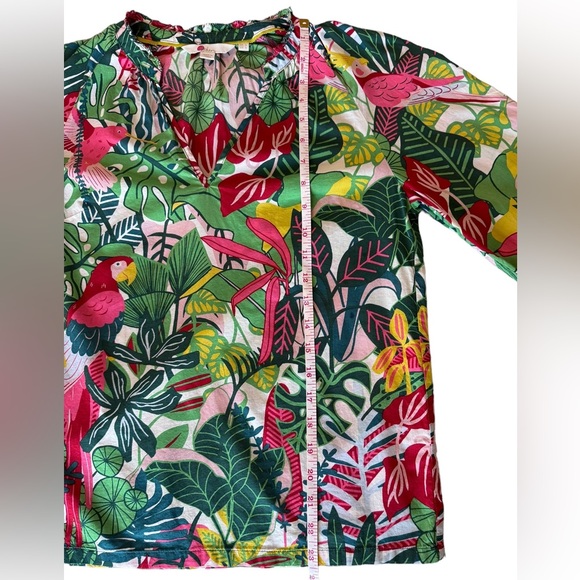Boden Heather Parrot Print Blouse Size 2 Palm Leaf Paradise Jungle Long Sleeve - Picture 7 of 16